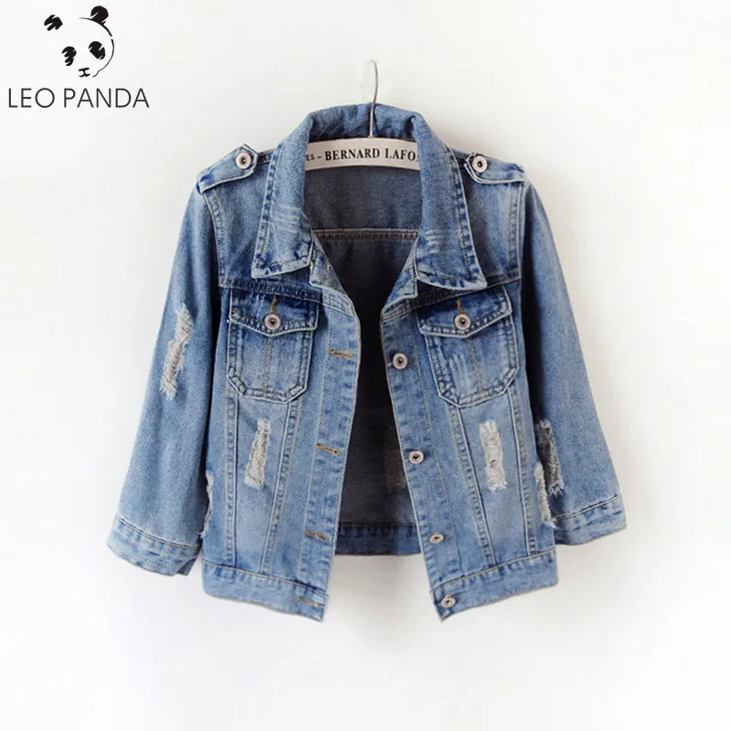 

S~ 5XL Plus Size Women Jeans Jacket 2018 Spring Autumn Korean Wild Slim Long Sleeve Denim Jacket Holes Denim Coats Female HF435