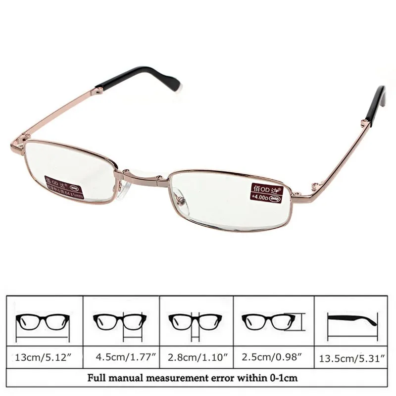 Мода Унисекс Складные очки для чтения + 1 + 1,5 + 2 + 2,5 + 3 + 3,5 + 4,0 полный кадр