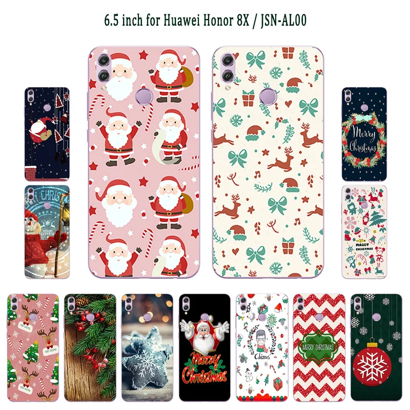 for Huawei Honor 8X JSN-AL00 Full Protective Phone Fitted Case X'mas Day Painted 6.5 inch Transparent Silicone Capa | Мобильные
