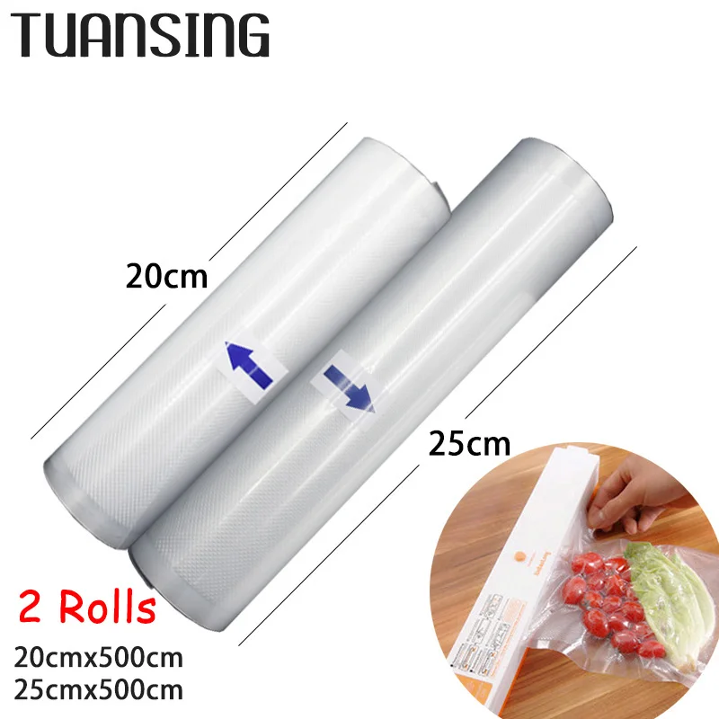 2 рулона/партия вакуумная термоупаковочная машина для хранения пищевых продуктов сумки для хранения фруктов сумки Saran wrap 20 см x 500 см и 25 см x