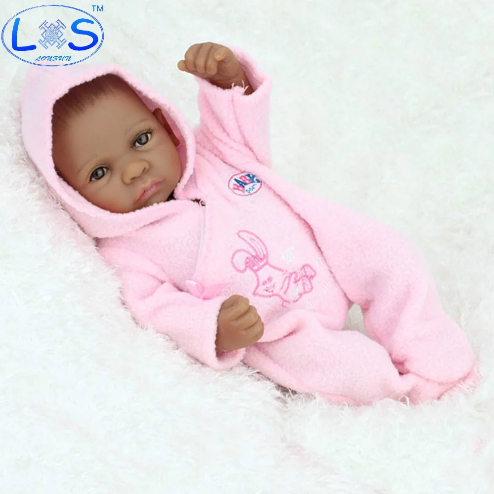 

LONSUN Black Skin Silicone Reborn Dolls Hobbies Stuffed Toys Accessories Dolls Bedtime Early Education Girl Toys Christmas Gift