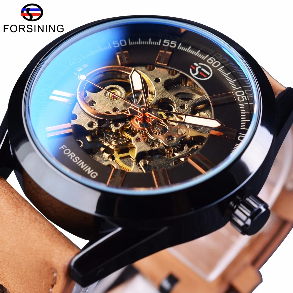 

Forsining 2018 Mens Casual Sport Watch Men Leather Army Military Automatic Watches Male Watch Skeleton Clock Relogio Masculino