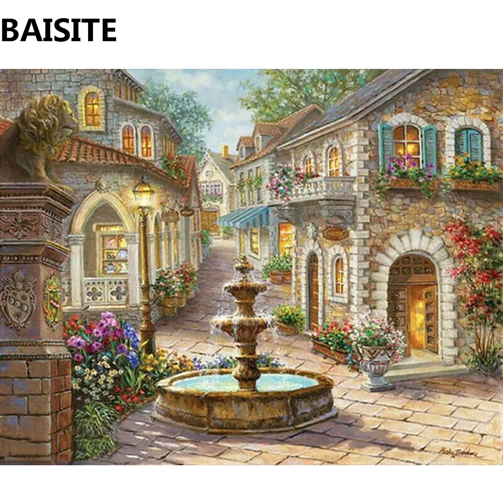 

BAISITE Frameless DIY Oil Painting Pictures By Numbers On Canvas Wall Pictures Wall Art For Living Room Home Decoration S070