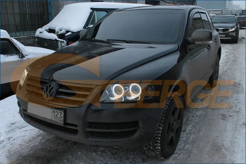 Для Volkswagen VW Touareg 2004 2005 2006 2007 галогенная фара RF Bluetooth контроллер многоцветный RGB комплект светодиодов «глаза ангела»