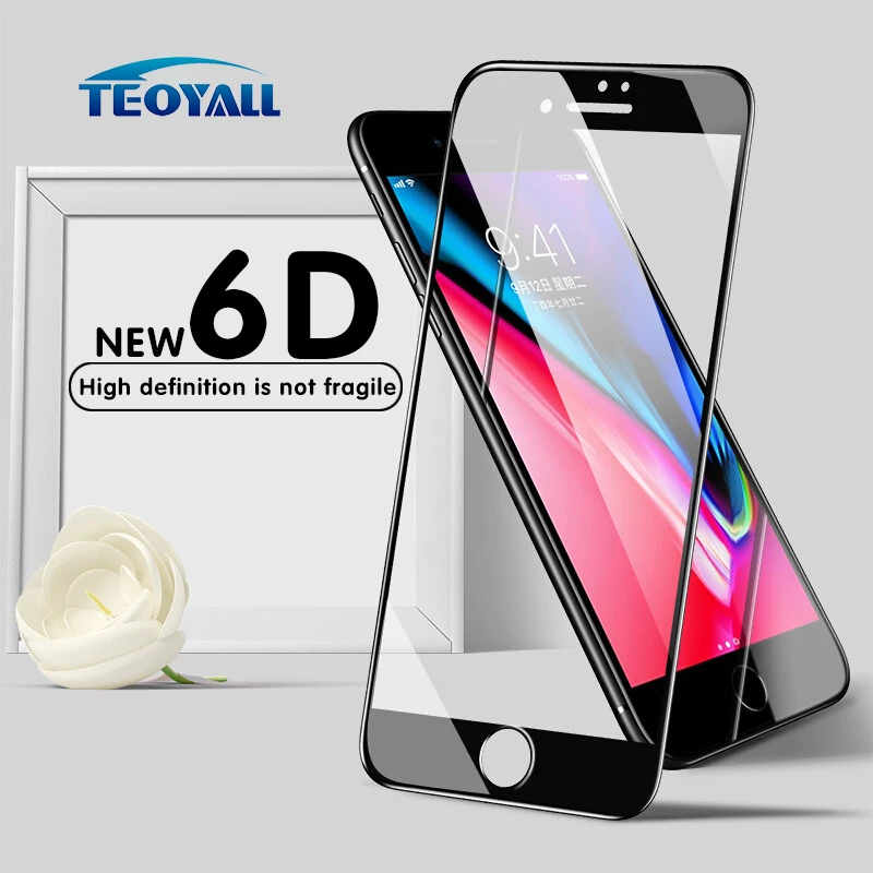 TeoYall полный Стекло крышка 6D изогнутый край закаленное для iPhone 7 Экран Protector 0 3 мм 9 H