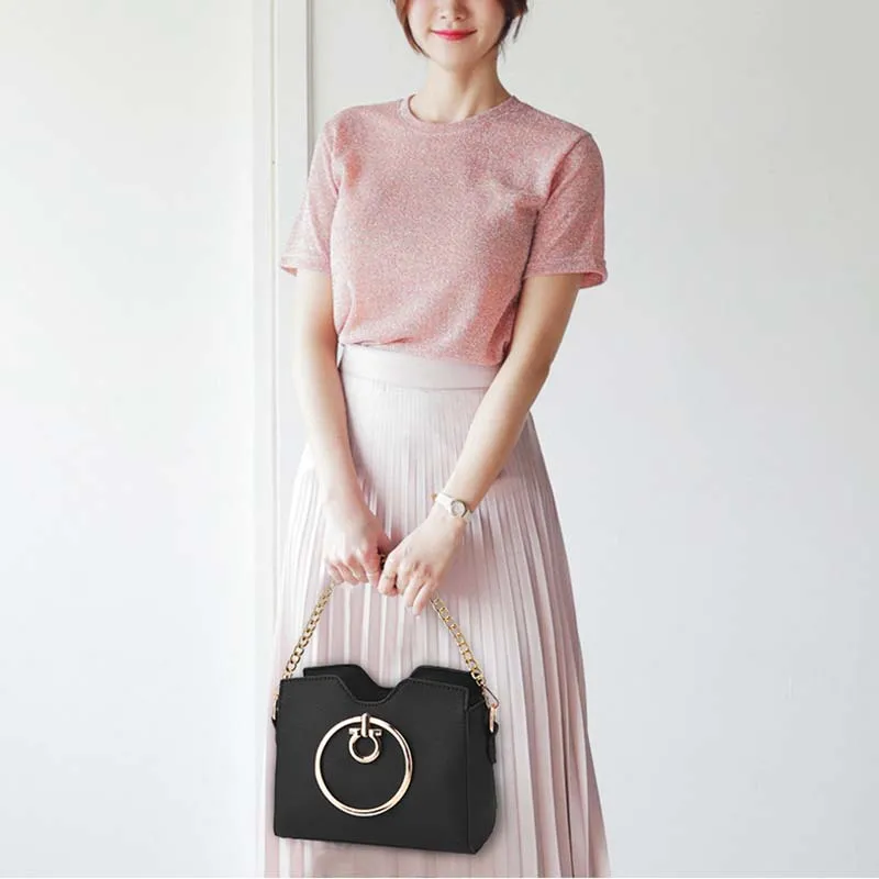 PU Leather Women Casual Handbag Female Holiday Messenger Bag Lady Exquisite Crossbody Mini Fashion Metal Ring Handle Bag SS7087 (9)