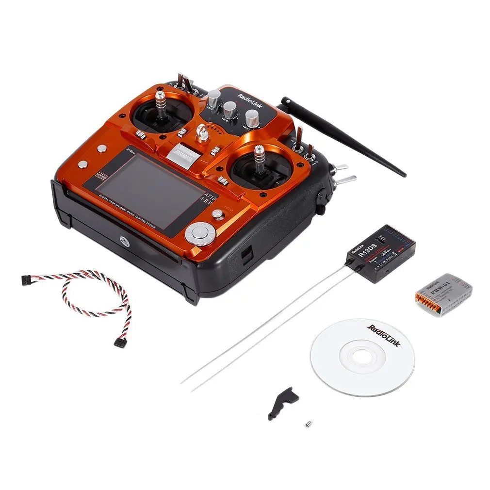 RadioLink AT10 2.4G 10CH Transmitter With R10D Receiver&PRM-01 Voltage Orange