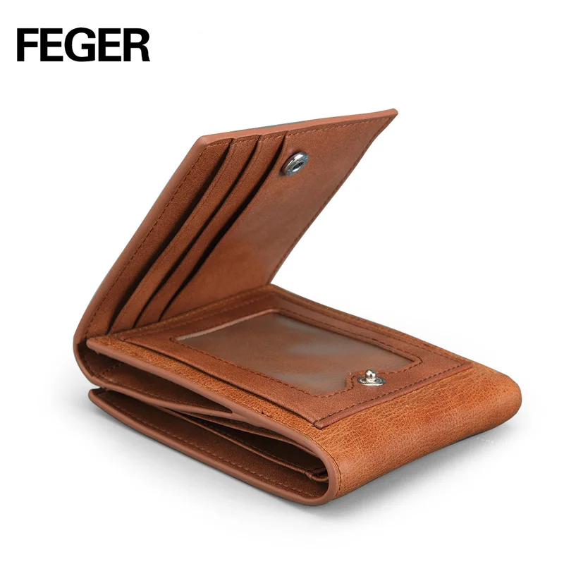 FEGER брендовый ретро коричневый кошелек, мужской кошелек из натуральной кожи, Винтажный Мужской кошелек, органайзер, кошельки, дополнительный слот для карт