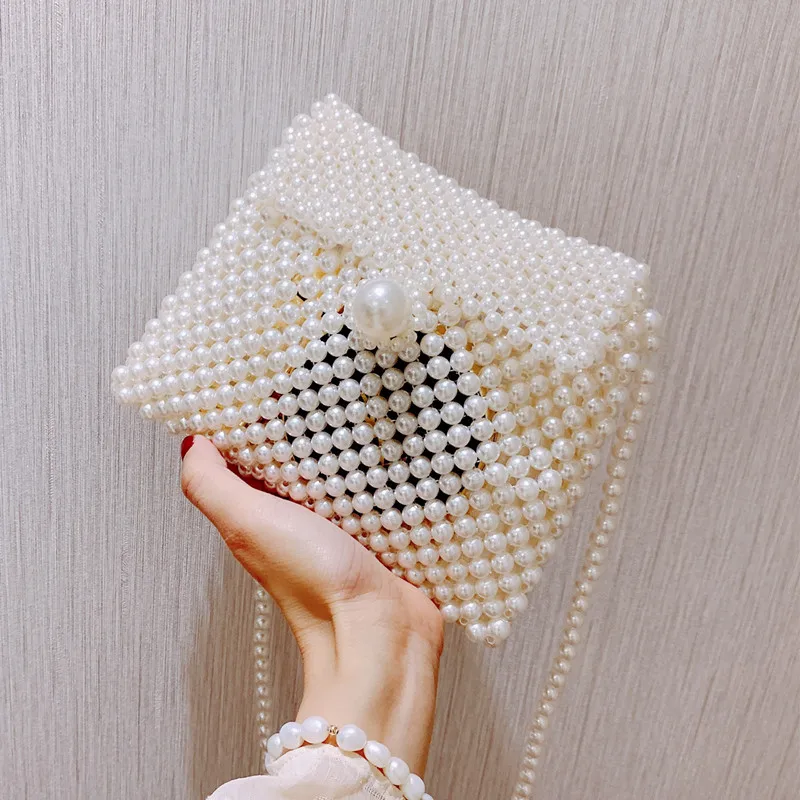 

Luxury Handmade Pearl Bags Mini Beaded Bag for Women Shoulder Crossbody Bags Bag Handbags Women Famous Brands Purse Clutch 2019