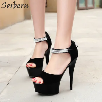 

Sorbern Black Spike High Heel Sandals For Women Summer Shoes 2018 Strappy Heels Women Platform Shoes Summer Sandals For Women