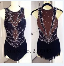 Black Ice Skating Dress for Competition Custom Figure Skating Dresses No Sleeves Ice Skating Dress Women Cloting Ice Skating B21 black ice skating dress cheap black skating dress hot sale custom skating dress women cheap ice skating dress free shipping
