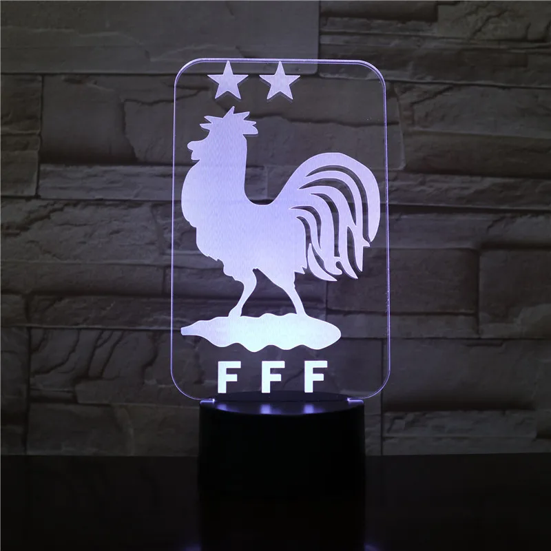 

2018 France French Footballer Soccers Team 2 Stars Two Championship 3D LED Light Touch Sensor 7 Colors Change Night Lamp GX2396