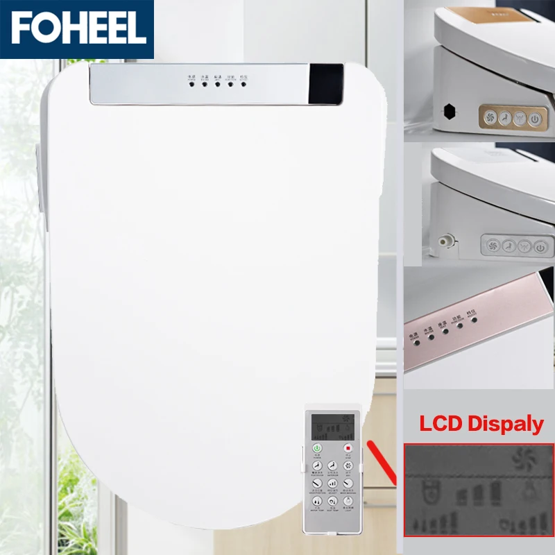

FOHEEL Intelligent Toilet Seat Washlet Elongated Electric LCD 3 Color Bidet Cover Smart Bidet Heating Sits Led Light Wc