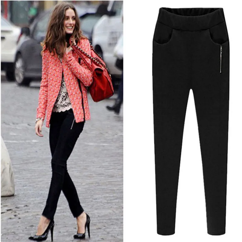 Wonder 2018 new autumn Casual Women  Sport Harem Pants Fake Zippers Pockets Elastic Waist Cotton Ladies loose Girls women