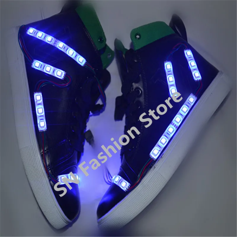 HH820 1 Colorful ballroom dancing LED luminous font b shoes b font unisex led font b