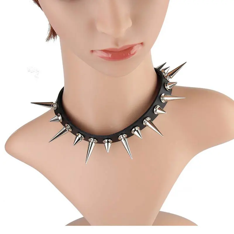 

2019 fashion sexy punk gothic leather heart decoration chain neck chain retro charm round neck chain ladies jewelry gifts