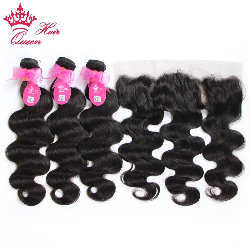 100% Brazilian Human Hair Body Wave 3 Bundles Weaves With Lace Frontal Human Hair Remy weaving Queen Hair Products brazilian-body-wave-closure