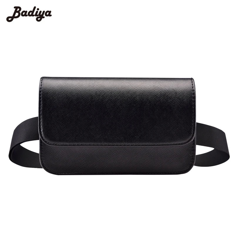 

New Solid Casual Women Waist Bag PU Leather Black Fanny Pack For Women Brief Design Ladies Small Bags