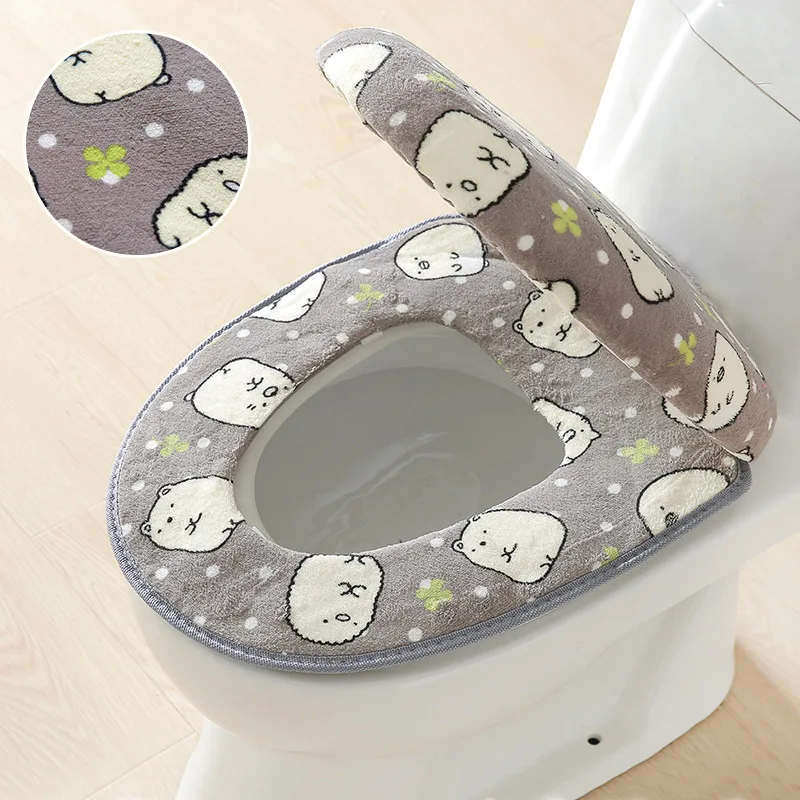 

Cartoon Toilet Seat Two-piece Soft Toilet Pad Seat Cover Thick Winter Warmer Clean Washable Household Bathroom Accessories