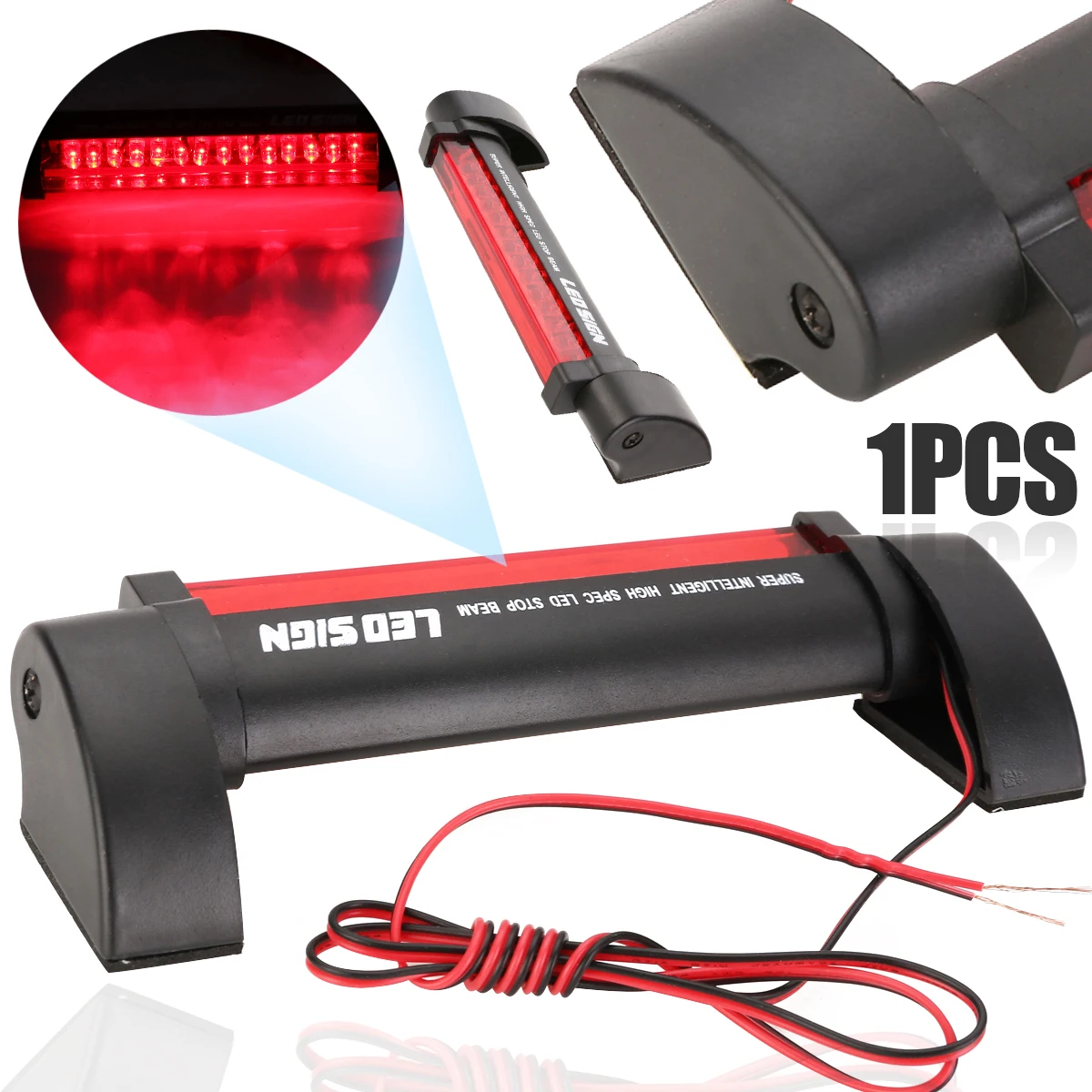 Mayitr 1pc Red Universal High Mount Stop Tailgate Lamp 12V 14LEDs Car 3rd Third Brake Rear Tail Light for Car Signal Lights
