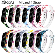 BOORUI Mi band 4 ремешок для xiaomi mi band 4 аксессуары pulsera inteligente силиконовый пояс с цветами Замена для m4 band