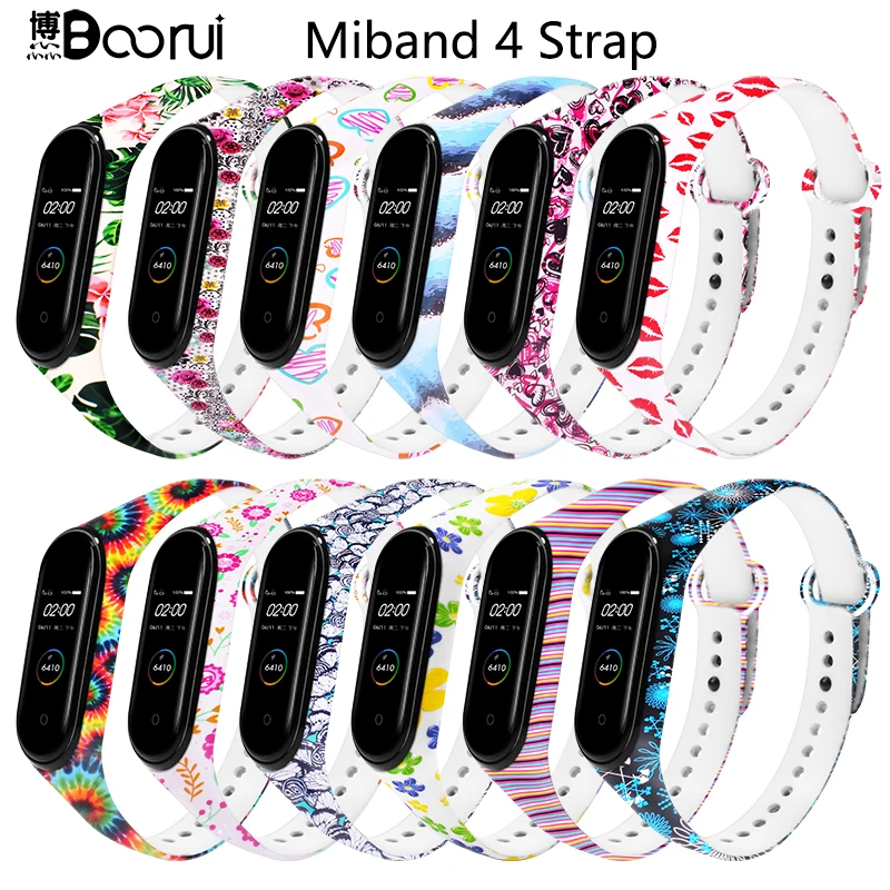 Ремешок BOORUI Mi band 4 для xiaomi mi band 4 аксессуары pulsera inteligente силиконовый пояс с цветами для замены m4 band|Смарт-аксессуары| | АлиЭкспресс