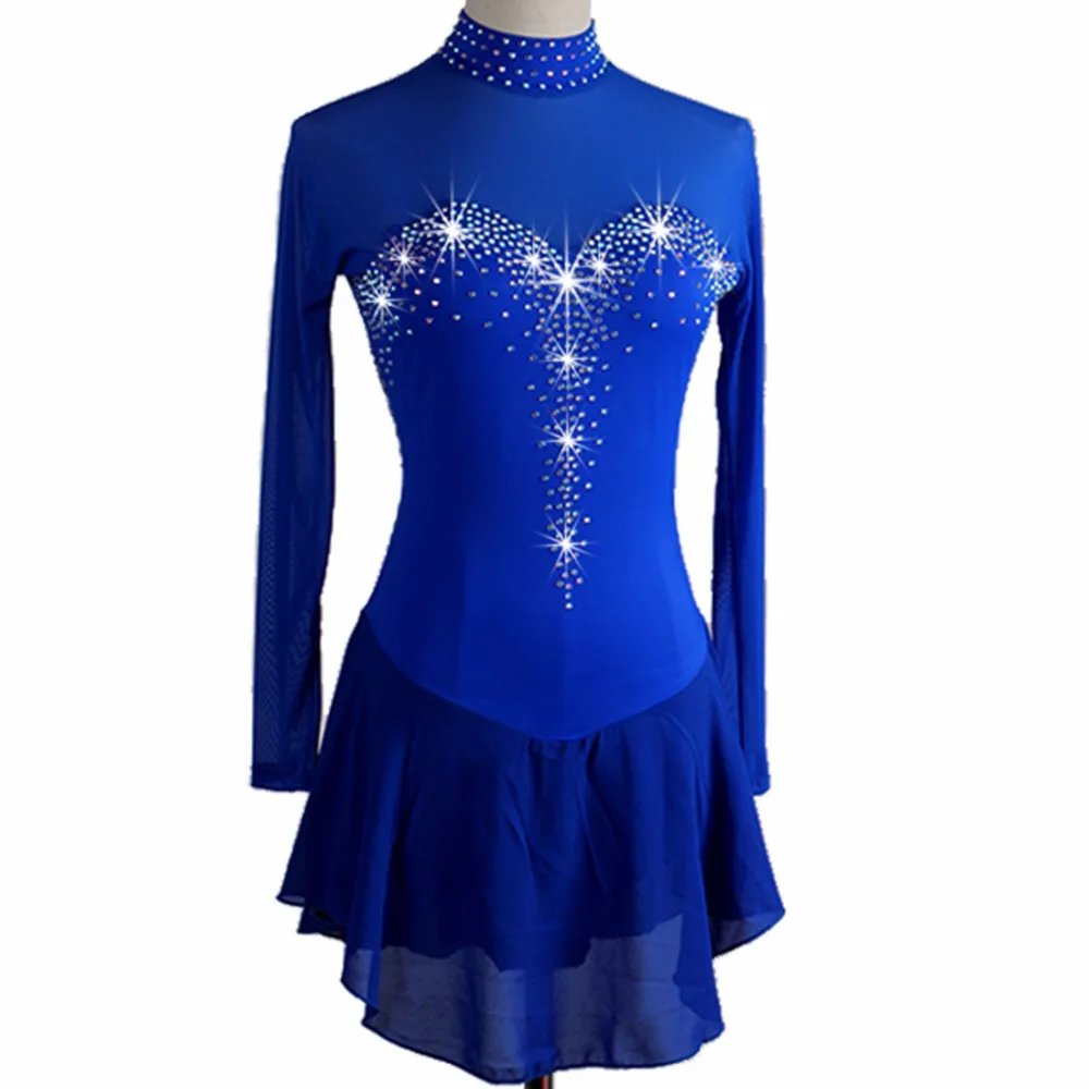 

Figure Skating Dress Women's/Girls'Ice Skating Dress Navy Blue Rhinestone /Sequin High Elasticity Performance / Practise/Leisure