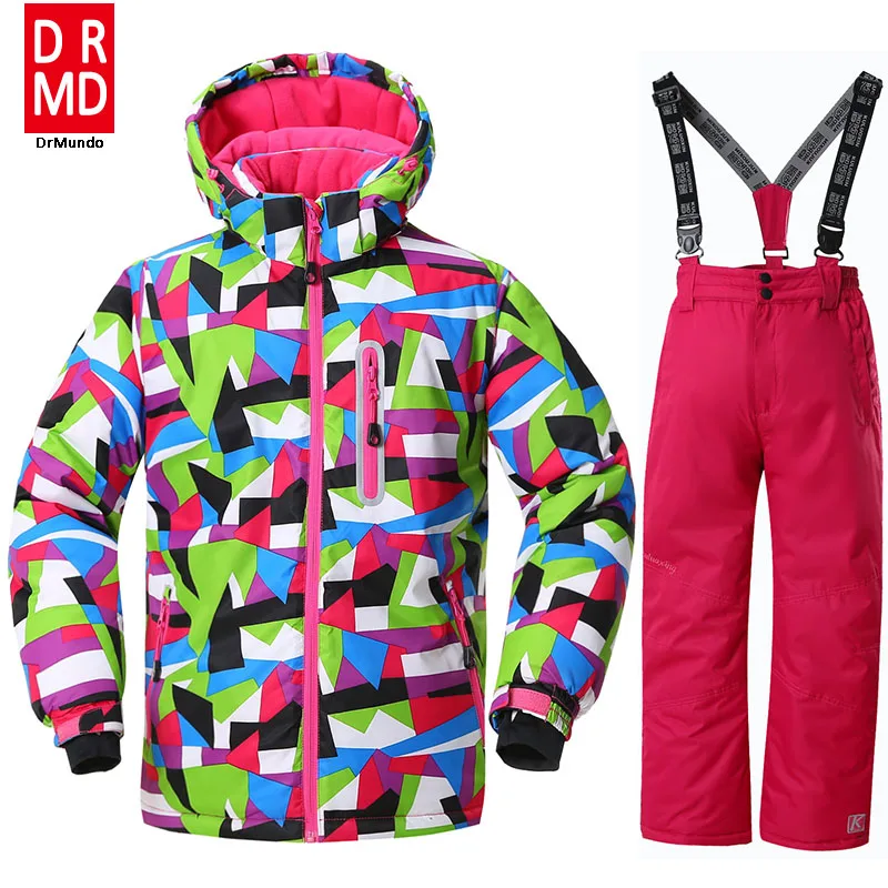 Girls Ski Suit Waterproof Kids Ski Jacket Ski Pants thermal Winter