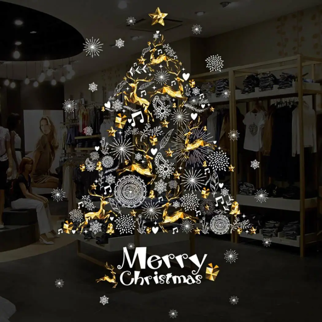 

Kids Bedroom Living Room Windows Plane Christmas Pattern New Year Wall Waterproof, Removeable Stickers