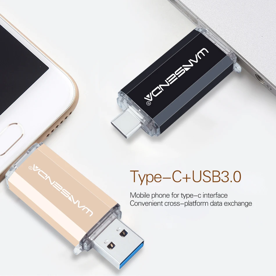 Новинка USB флеш накопитель WANSENDA type C OTG 128 ГБ 32 64 256 Флешка 2 в 1 Usb флешка 3 0