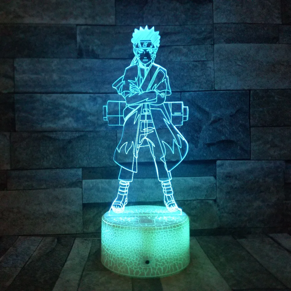 Uzumaki Наруто Аниме Рисунок 7 цветов изменить светодиодный 3D ночник ребенок