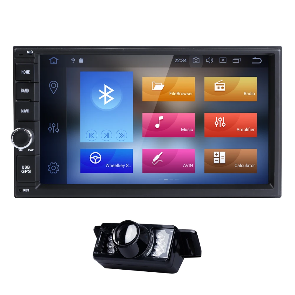 Best Octa Core 7" Android 8.0 4GRAM 32GROM Car NO DVD Radio 2din Universal GPS Navigation Stereo Audio HD1024*600 WIFI DVR OBD Camera 1