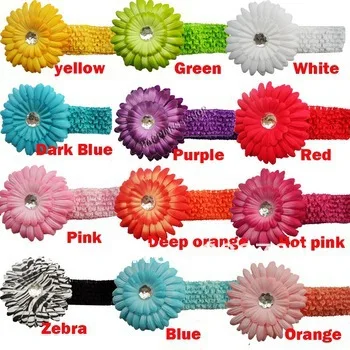 Over 10usd Free shiping(mixed order) Infant toddler baby girl gerbera daisy clip flowers for crochet headband Cute Xmas Gift | Мать и