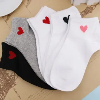 

Red Heart Cute College Wind Simple Basic Fresh Female Socks Warm Comfortable Cotton Spring And Summer Free Shipping 5colors