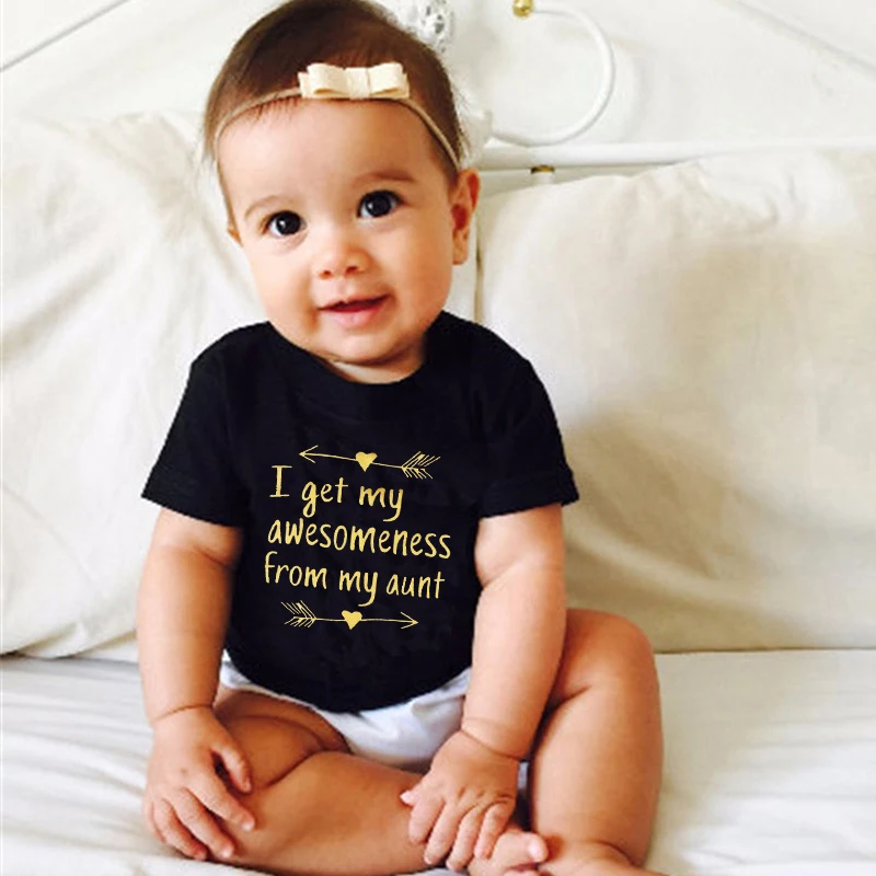 

Infant Baby Girl Boy I Get My Awesomeness from My Aunt Letter Print Sweet Toddler Boys Girls Romper Summer Baby Onesie