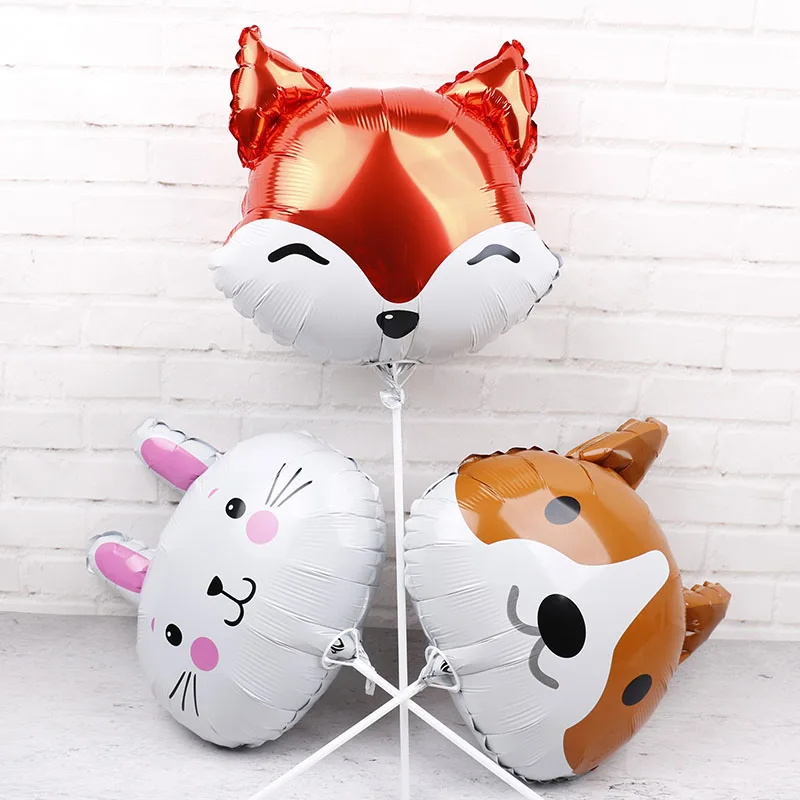 

18inch Fox rabbit toy Happy birthday party decorations foil balloons kids lovely Animal party supplies air inflatable ball 30pcs