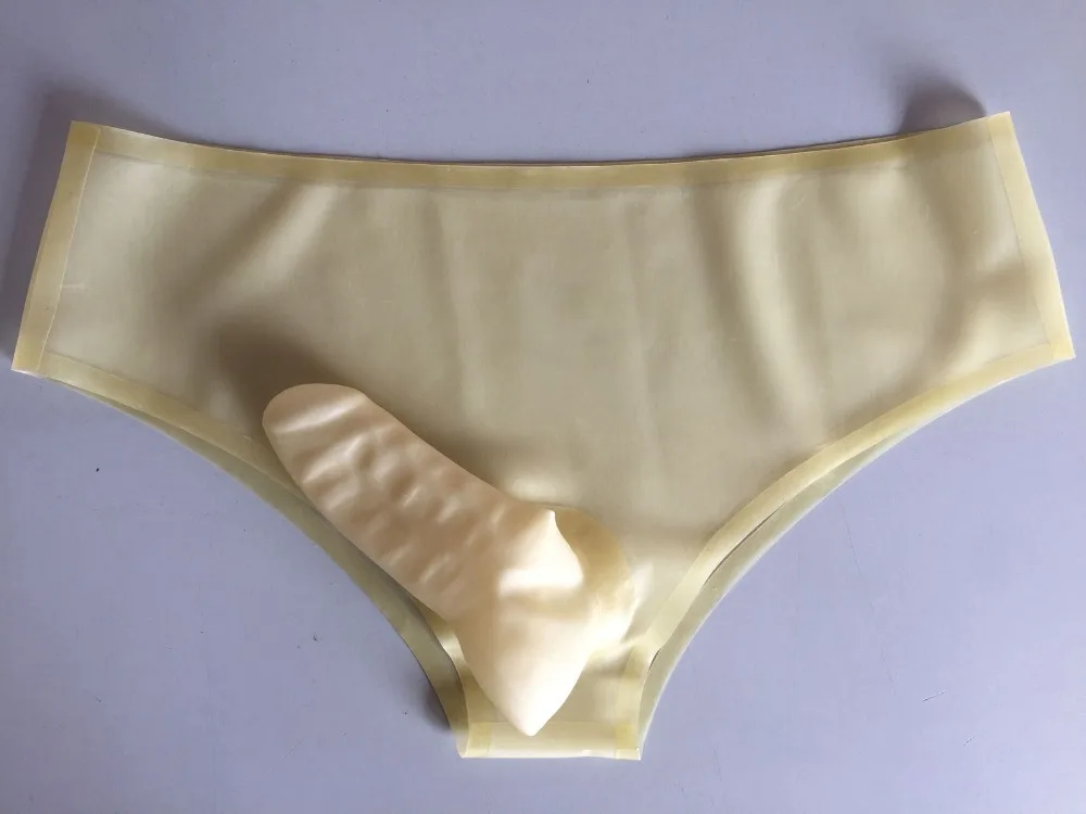 

Latex Rubber Men Transparent Shorts Briefs With straight