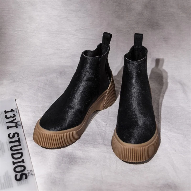 Ouqinvshen Fashion Leopard Rubber Boots Round Toe Platform Classic Casual Martens Boots Hair Leopard Autumn Winter Boots 2018 Ouqinvshen Fashion Leopard Rubber Boots Round Toe Platform Classic Casual Martens Boots Hair Leopard Autumn Winter Boots 2018