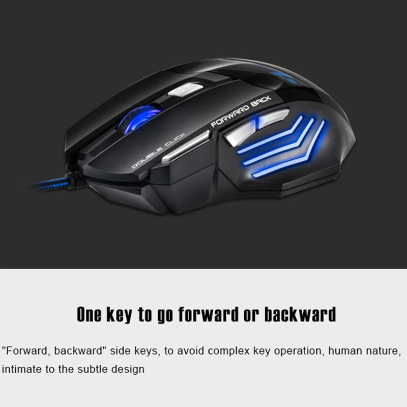  USB Wired Red Dragon 7D Gaming Mouse 1 Key Forward Back Dark Knight Mouse 7 Buttons 2400dpi Backlit