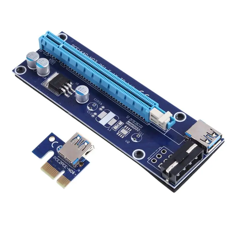 Pci-e PCI Express Riser Card 1x To 16x Extender Card USB3.0 Cable SATA To 4pin Molex Power Cable Kit For Bitcoin Mining Miner