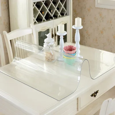 

New arrival transparent pvc table cloth thickness 1mm/1.5mm/2/3mm soft glass oilproof table covers home textile tablecloths