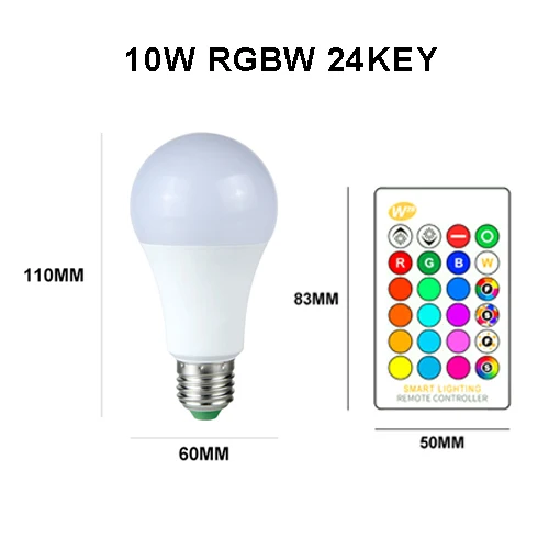 Светодиодный светильник E27 RGB светодиодный светильник E27 15 Вт 10 Вт 5 Вт RGBW с регулируемой яркостью светодиодный умный светильник для украшения дома праздника с пультом дистанционного управления - Испускаемый цвет: E27 RGBW 10W A60