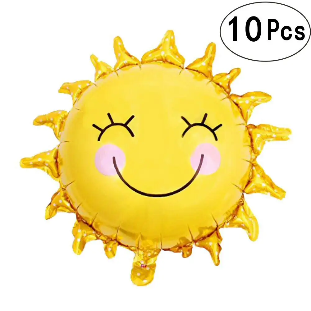

METABLE 10PCS Sunshine Sun Smile Face Shaped Foil Mylar Balloons Helium Balloon Happy Birthday Summer Day Theme Party Decoration