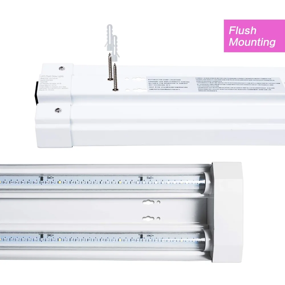 4ft LED Grow Lights 50W Full Spectrum Integrated Growing Lamp Fixtures for Greenhouse Hydroponic Indoor Plant Seedling Veg and Flower, Plug in, ONOff Pull Chain Included (6)