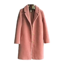 Пальто из натуральной шерсти, верхняя одежда, женские теплые куртки, женское однобортное шерстяное пальто с отложным воротником и карманами, Осень-зима