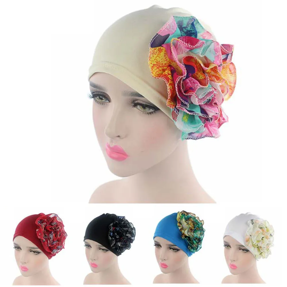 Women Flower Cancer Chemo Hat Beanie Scarf Turban Head cap Headwear for