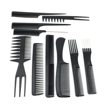 10pcs/set Professional styling tools Salon Combs Set Black Plastic Barbers Hair Styling Tools Hairdressing Salon Free Shipping