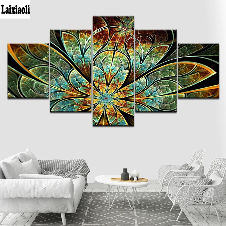 

5pcs sets DIY Diamond Painting fantasy Abstract flower Cross Stitch Kits Full square Diamond Embroidery sale 5D Diamond Mosaic