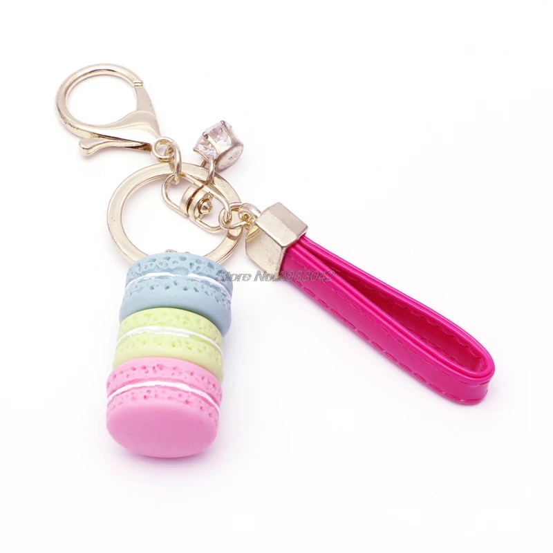 

Better 1Pc key chains Macaron Keyring Cake Keychain Metal Ring Keyfob For Xmas Couple Gift 100% High Quality -W128