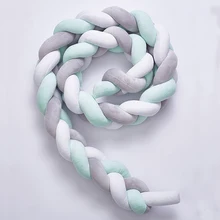 Buy 200cm Baby Bed Bumper Four Ply Knot Handmade Long Knotted Braid Weaving Plush Baby Crib Protector Infant Knot Pillow Room Decor Free Shipping